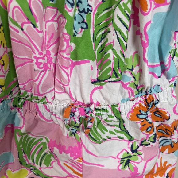 Lilly Pulitzer Target Girls Romper Jumpsuit Sz 5T Floral Cotton Pom Pom Shorts - Picture 5 of 9